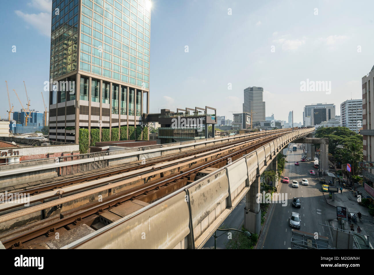 The aerial line of Skytrain in Bangkok, Thailand Stock Photo