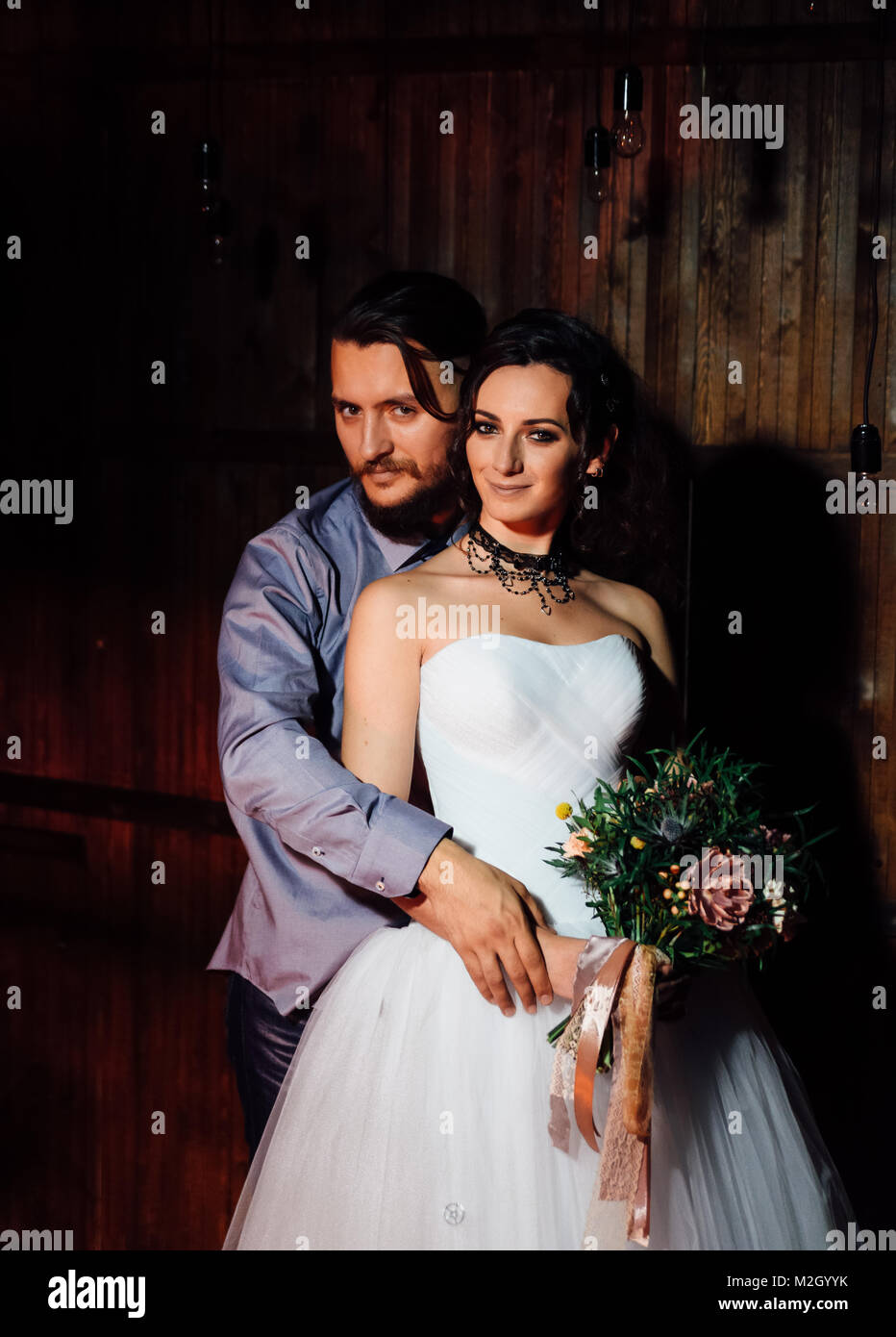 Wedding in the style of rock. Rocker or Biker wedding Stock Photo - Alamy