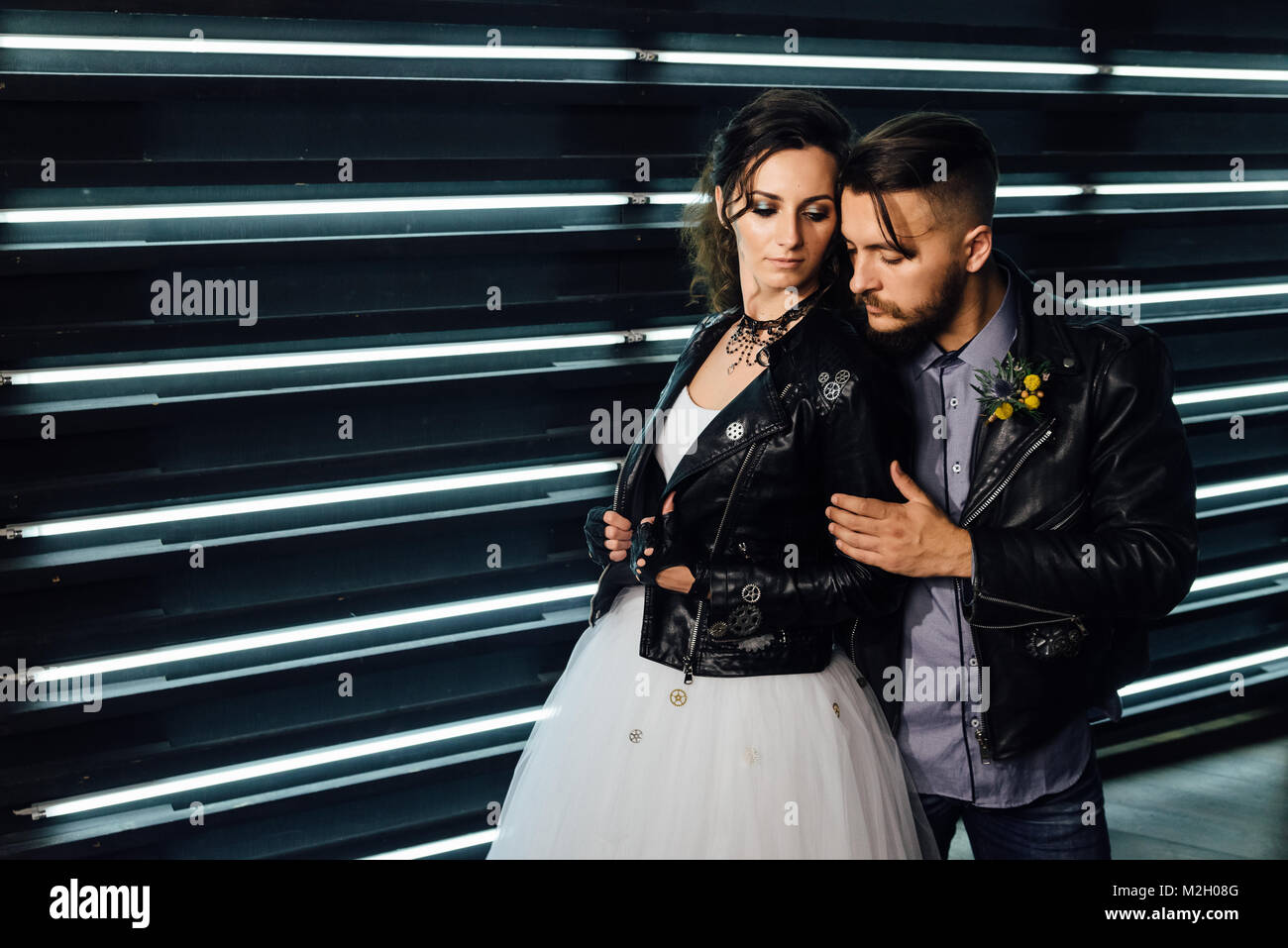 Wedding in the style of rock. Rocker or Biker wedding Stock Photo - Alamy