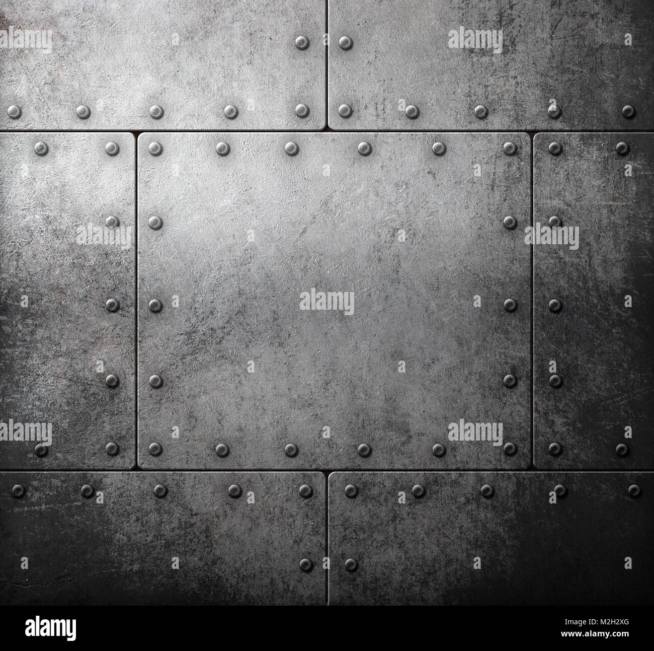 old metal armour with rivets background Stock Photo