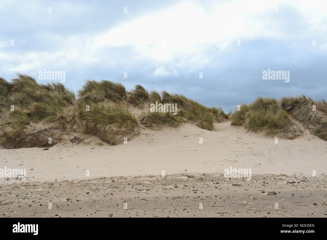 sand dunes at talacre beach in gloomy wales Stock Photo - Alamy