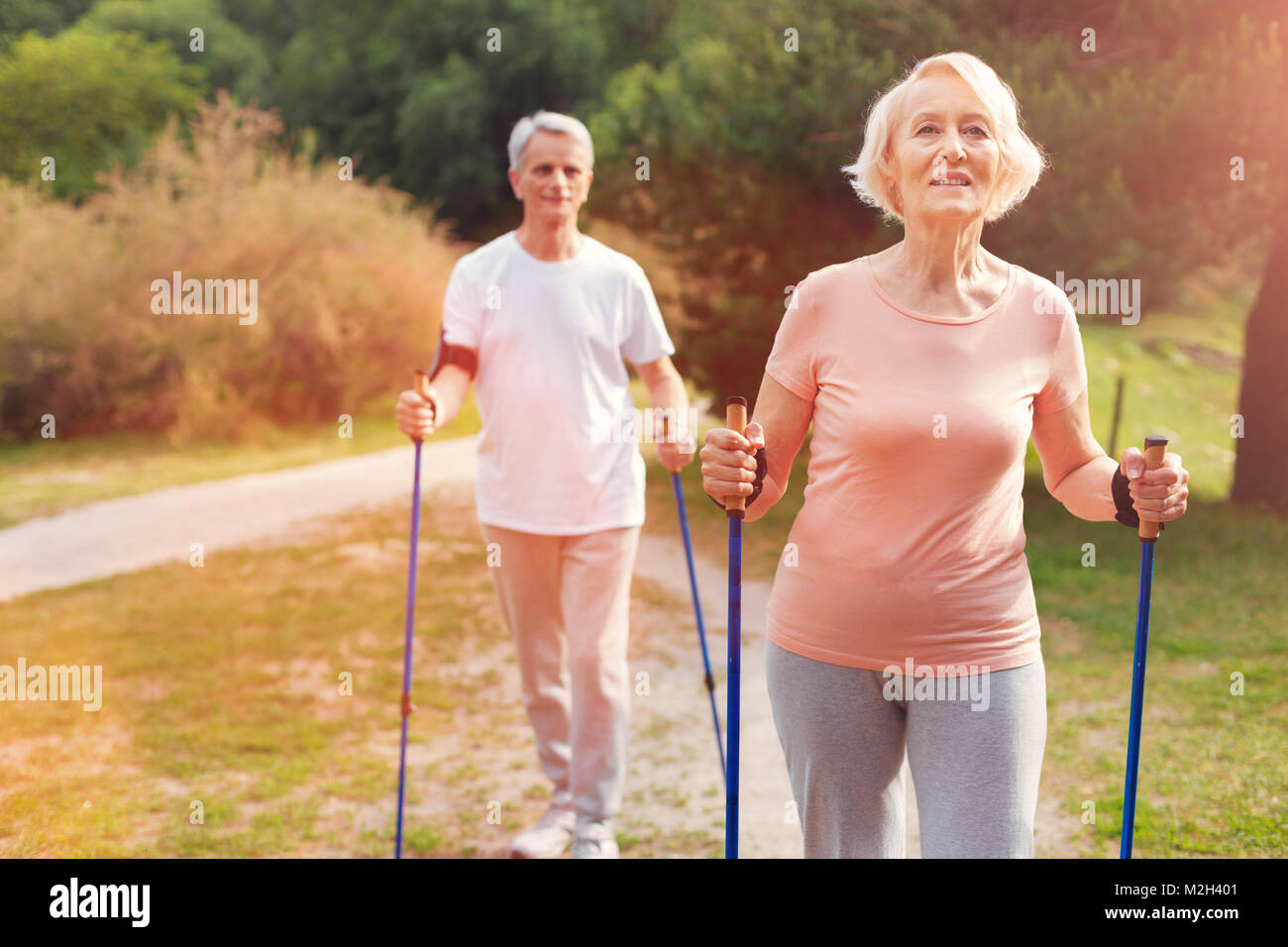 Elderly family spending time in fresh air Stock Photo Alamy