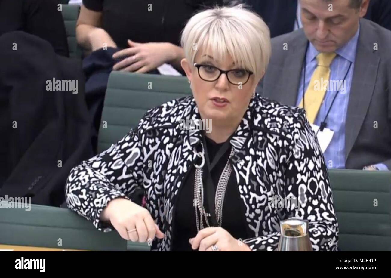 Witnesses Baroness Newlove, Victims' Commissioner for England and Wales, gives evidence at the Justice Select Committee at the House of Commons in London on the subject of the Parole Board. Stock Photo
