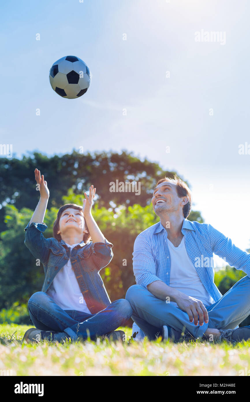 Family Football Fans Playing Outdoors Together Stock Photo Alamy
