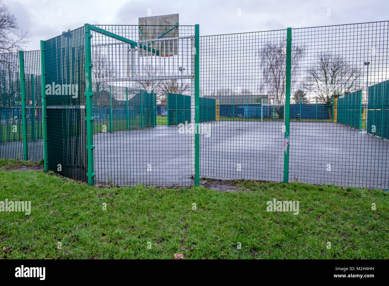 An empty basketball area where children play Stock Photo