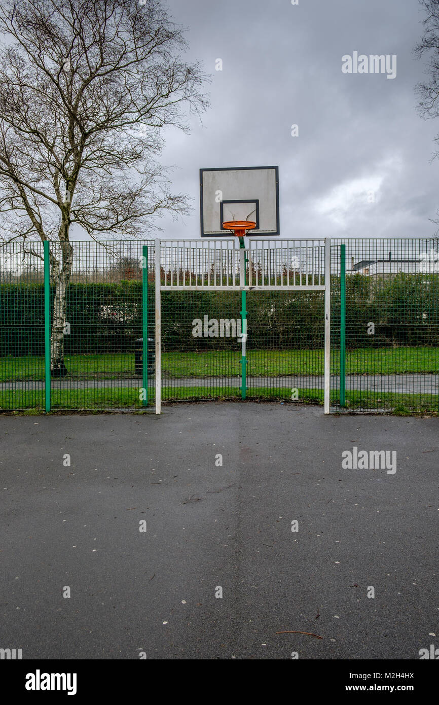 An empty basketball area where children play Stock Photo