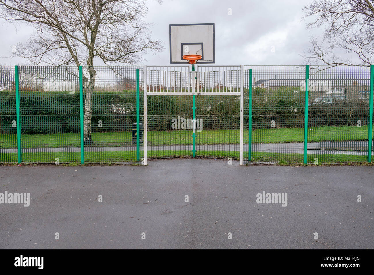An empty basketball area where children play Stock Photo