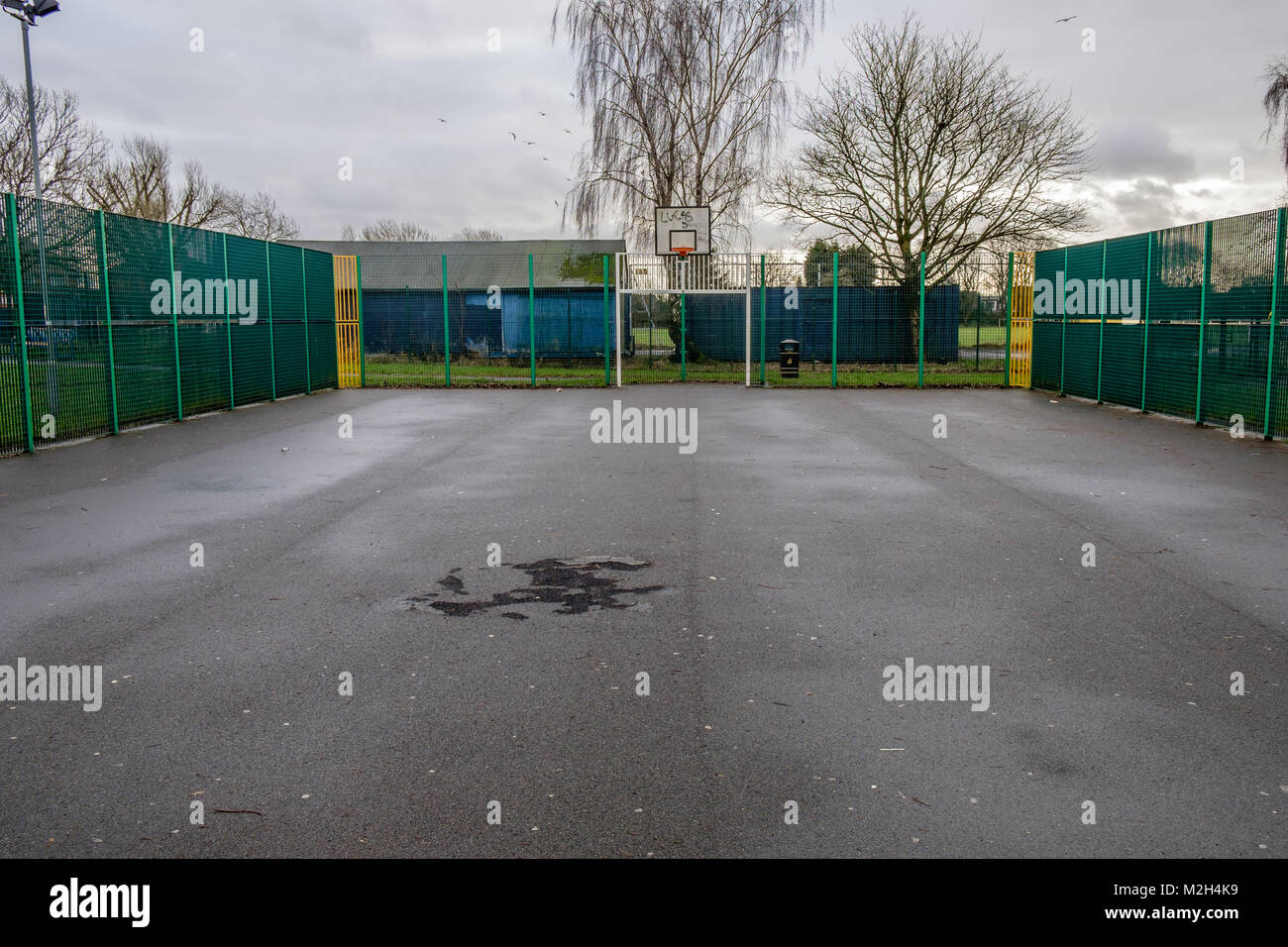 An empty basketball area where children play Stock Photo