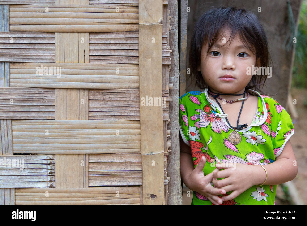 A young lao girl in Ban Hat Sa Village, Northern Laos, Southeast Asia Stock Photo