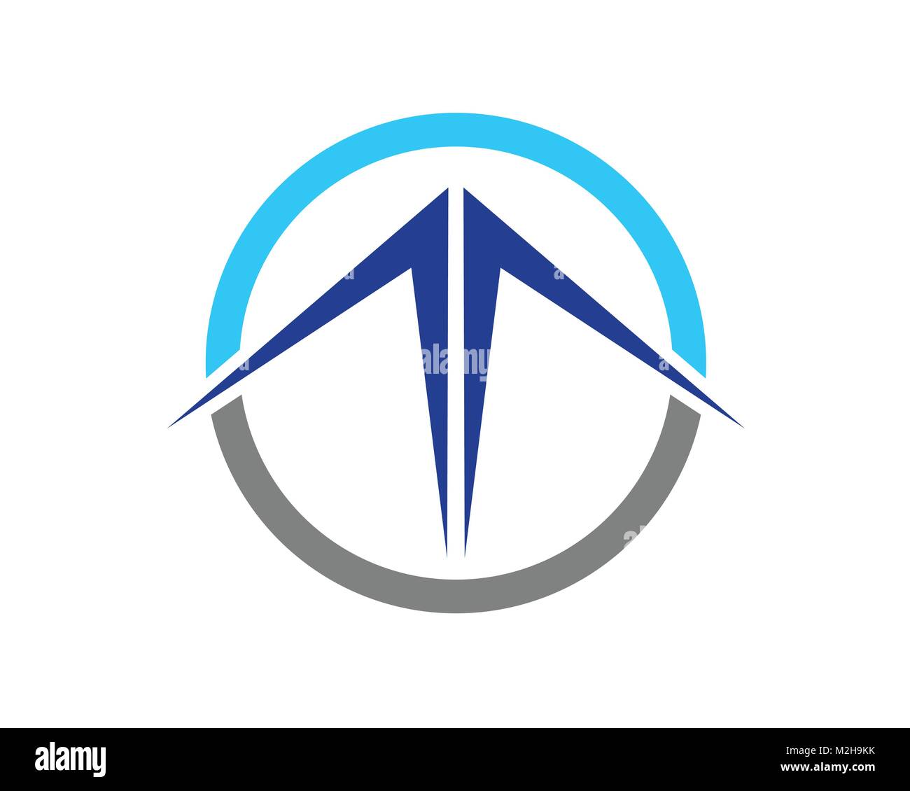 Abstract Blue Mountain Circle Emblem Stock Vector