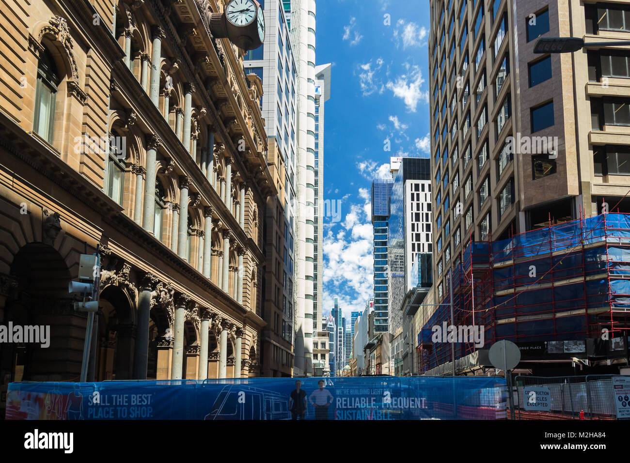 The new light railway system in progress, George Street, Sydney. Stock Photo
