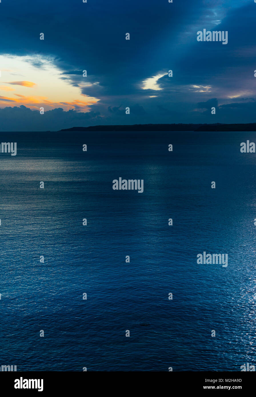 Seascape scene at dusk in Falmouth, Cornwall, UK Stock Photo Alamy