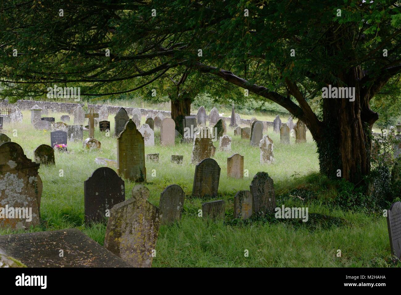 Graveyard at St Michaels Church, Talley, built in the 18th Century, Wales, UK. Stock Photo