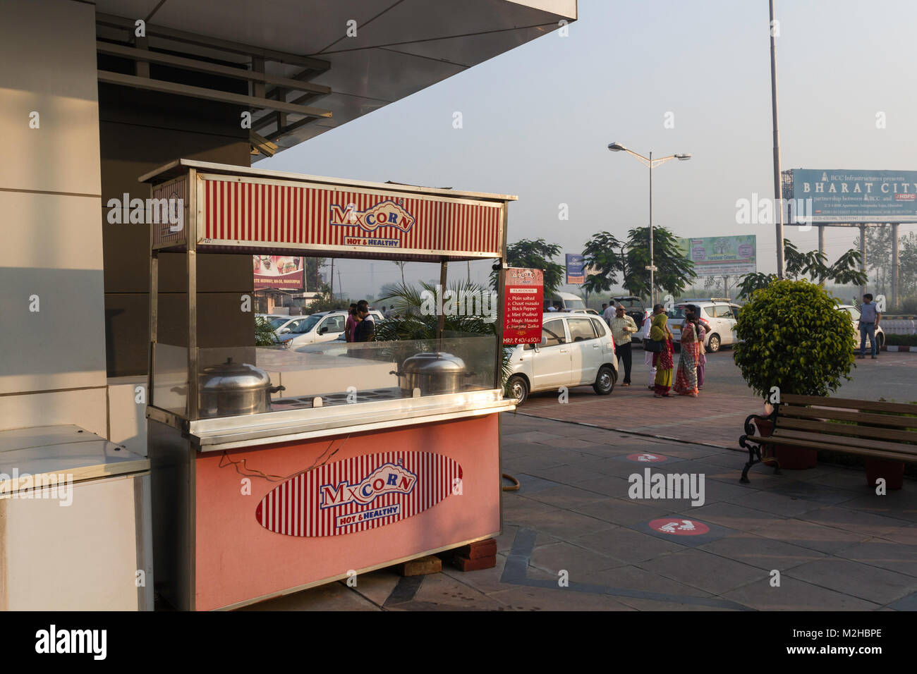 A counter inside the Namaste Midway food court on the Delhi Hardwar highway, near Muzaffarnagar. It is still early and the counter is not yet active.  Stock Photo