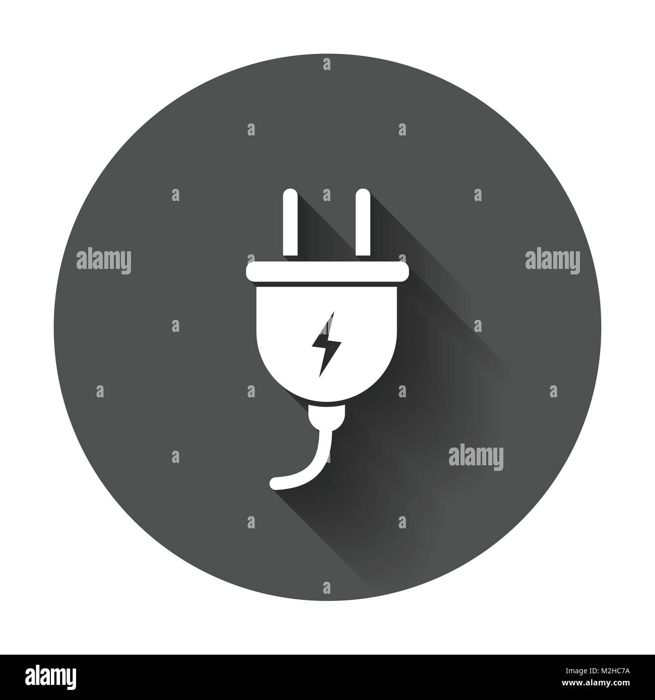 Plug vector icon. Power wire cable flat illustration with long shadow ...