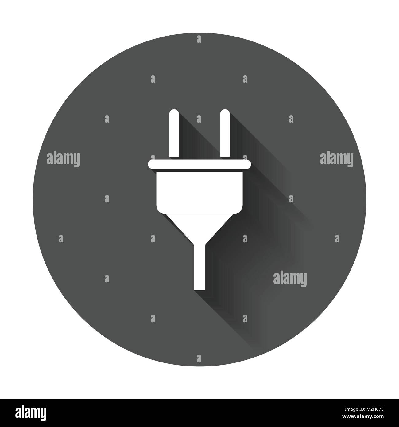Plug vector icon. Power wire cable flat illustration with long shadow