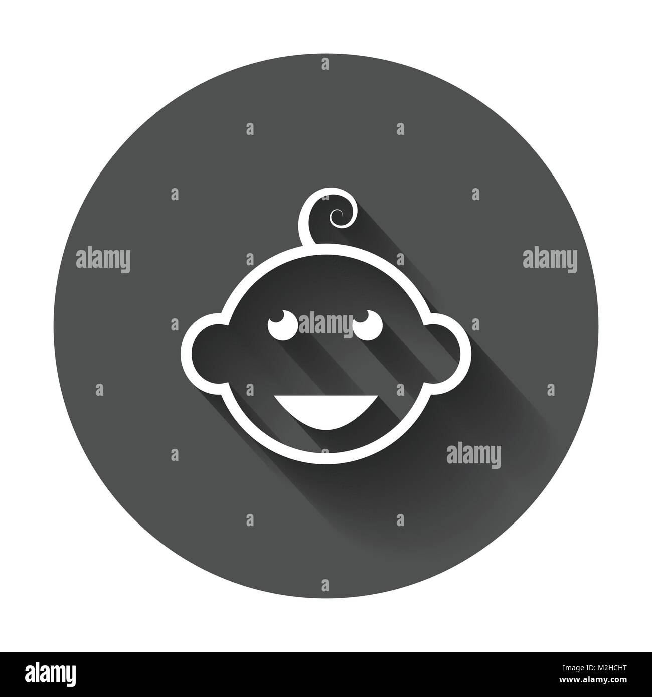Newborn baby face icon. Little baby vector illustration with long ...
