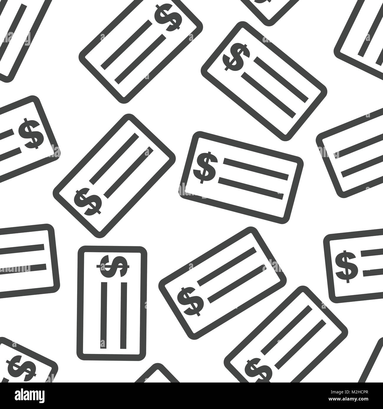 Check money seamless pattern background icon. Flat vector illustration. Check dollar sign symbol pattern. Stock Vector