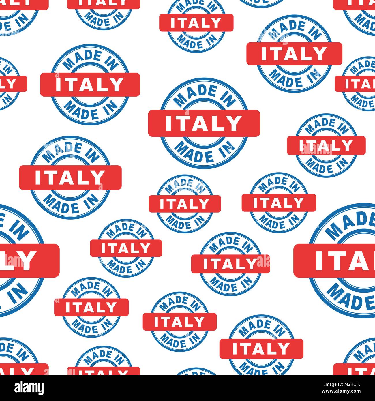 Made in Italy seamless pattern background icon. Flat vector illustration. Italy sign symbol pattern. Stock Vector