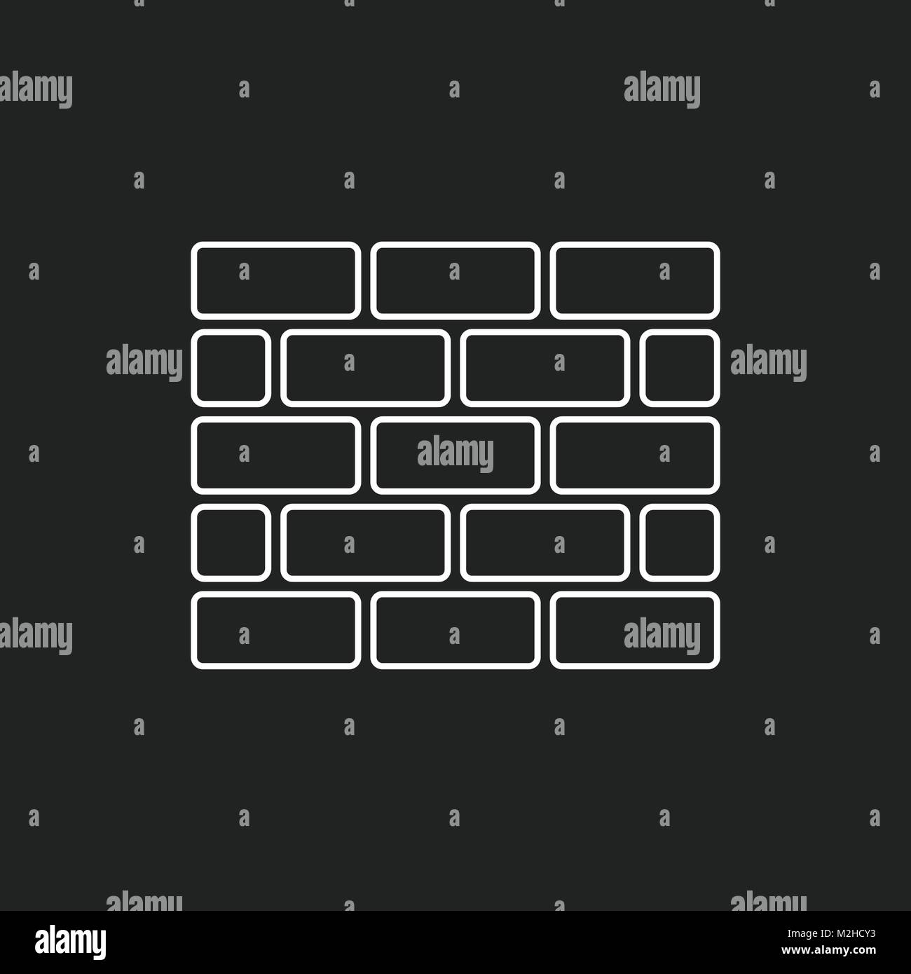 Wall brick icon in flat style isolated on black background. Wall symbol