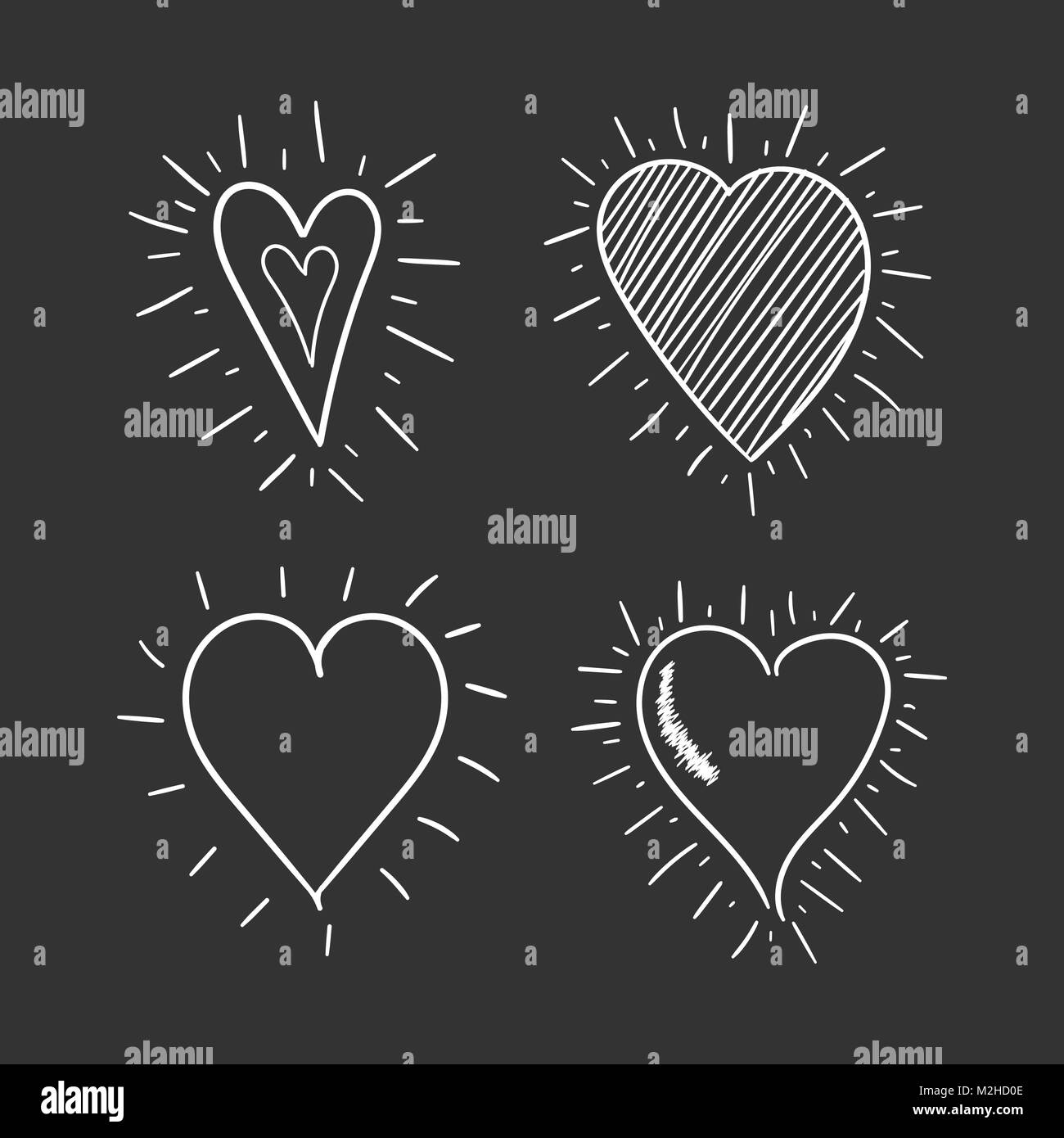Hand drawn hearts icon set. Love vector illustration Stock Vector Image ...