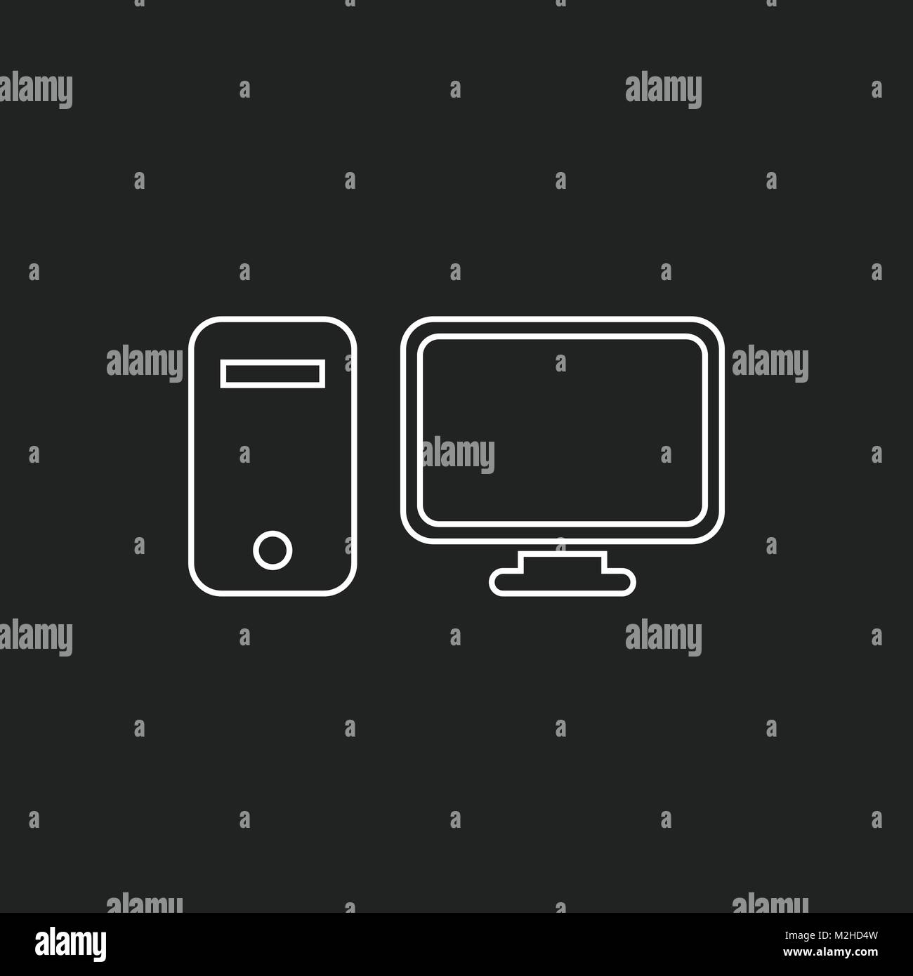 Computer vector illustration in line style. Monitor flat icon Stock ...