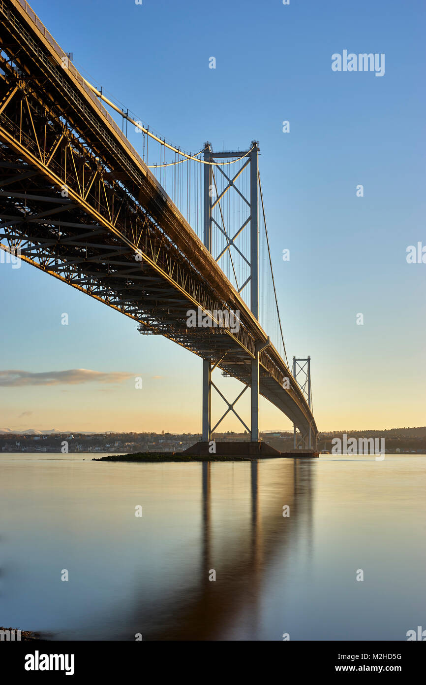 Forth Road Bridge from North Queensferry, Fife, Scotland. Stock Photo