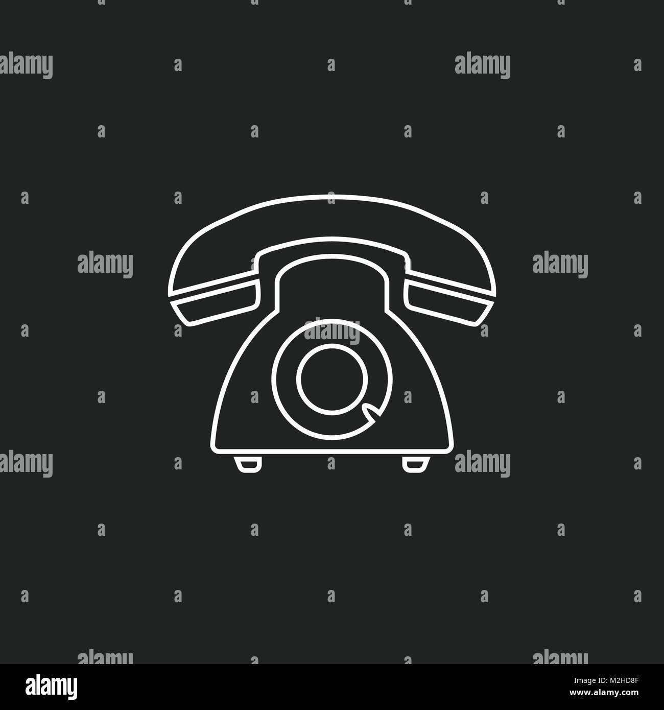 Phone vector icon in line style. Old vintage telephone symbol ...