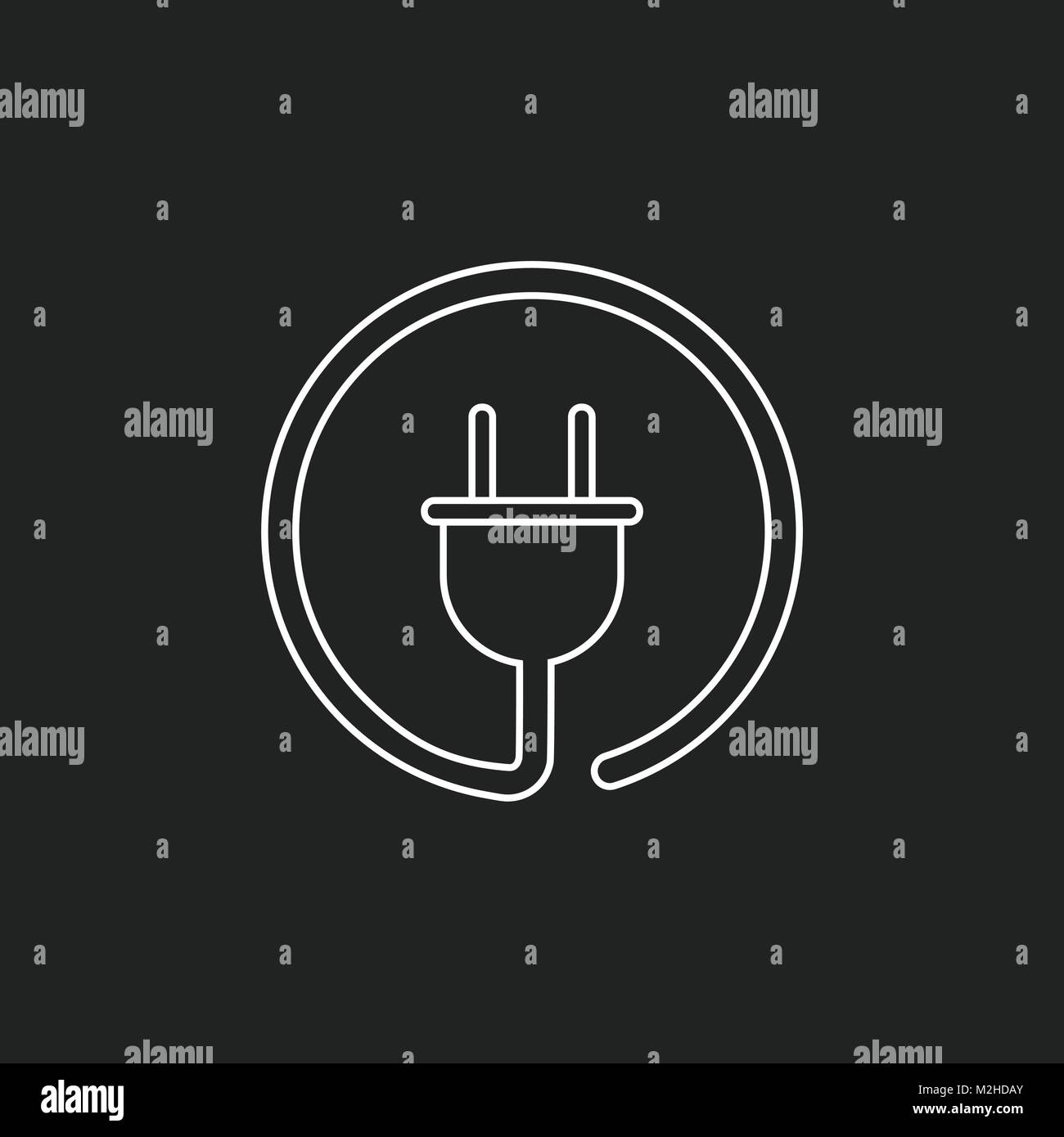 Plug vector icon in line style. Power wire cable flat illustration ...