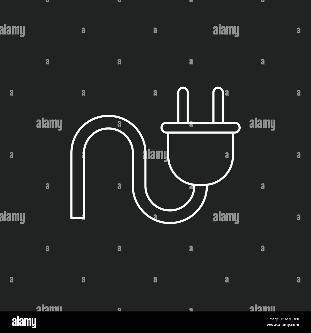 Plug vector icon in line style. Power wire cable flat illustration ...