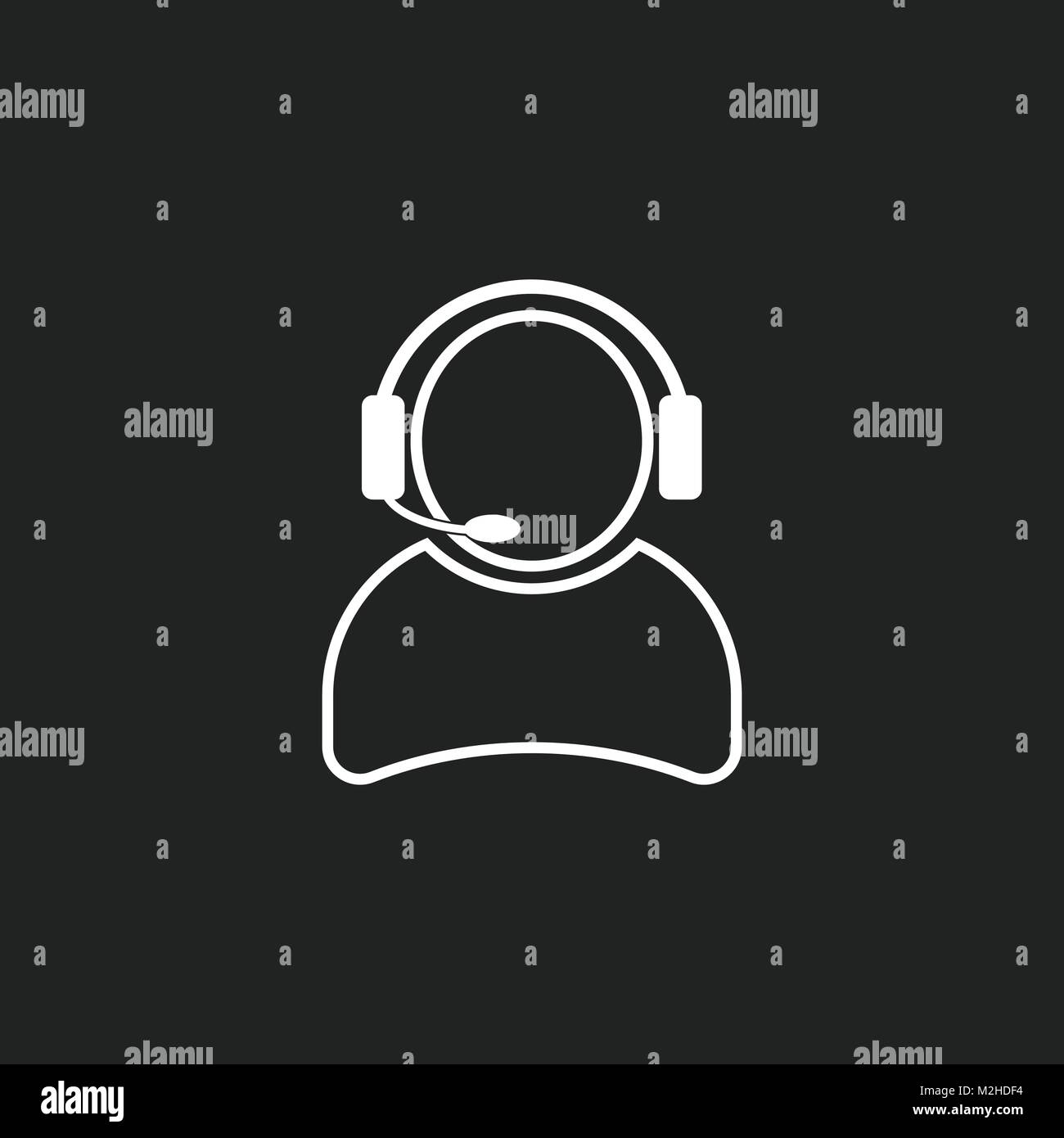 Operator with microphone vector icon. Operator in call center ...