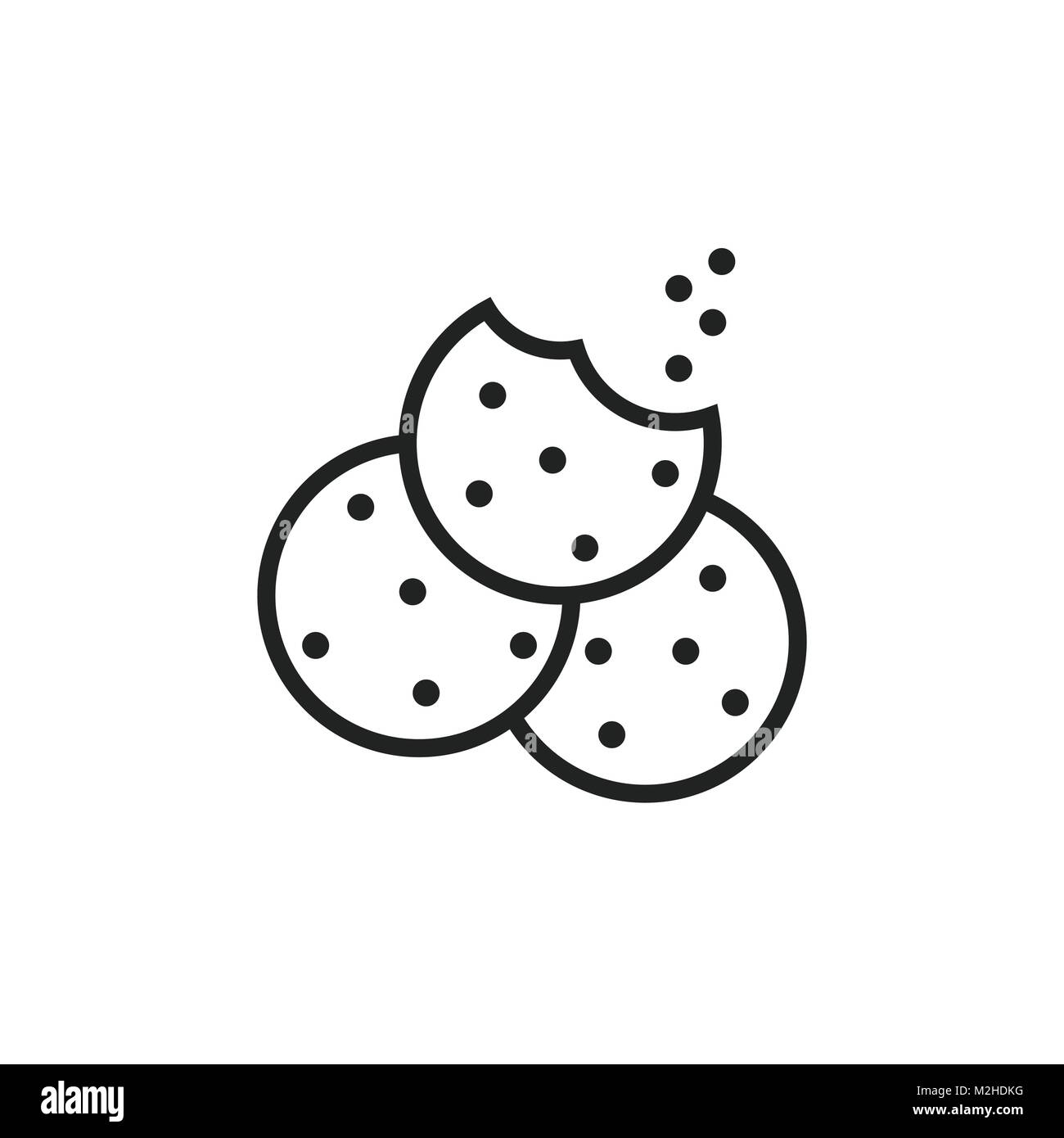 Cookie flat vector icon. Chip biscuit illustration. Dessert food pictogram. Stock Vector