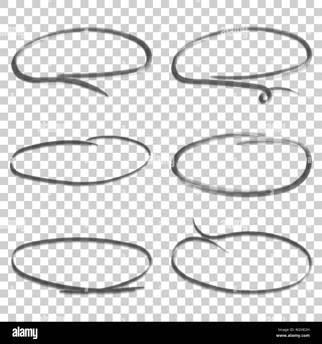 Hand drawn circles icon set. Collection of pencil sketch symbols