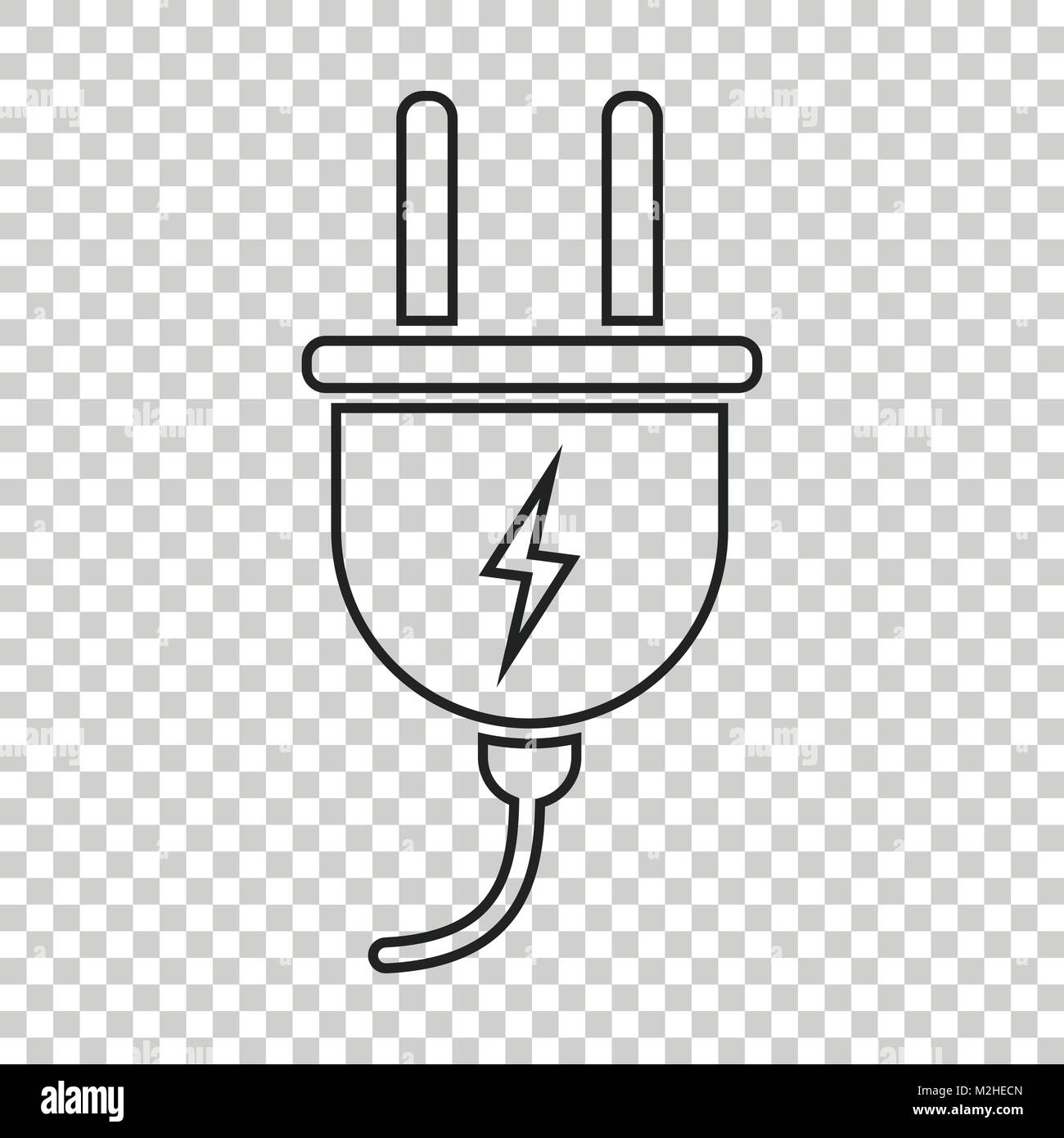 Plug vector icon in line style. Power wire cable flat illustration ...