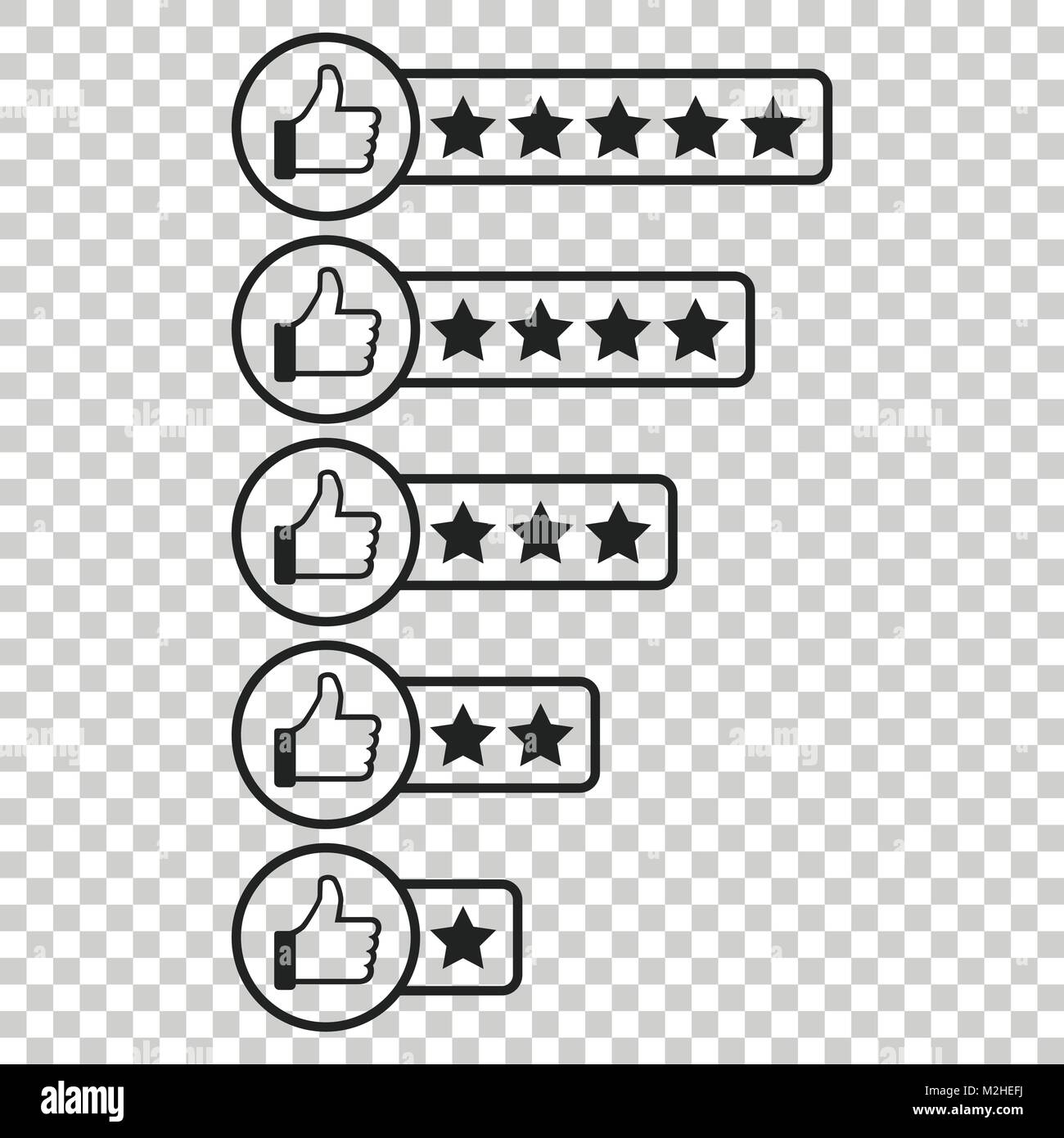 Customer review icon. Thumb up with stars rating vector illustration. Stock Vector