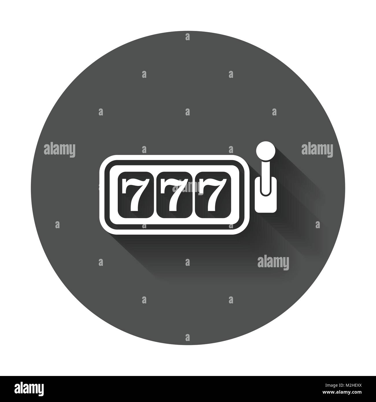Casino slot machine flat vector icon. 777 jackpot illustration pictogram on  black round background with long shadow Stock Vector Image & Art - Alamy