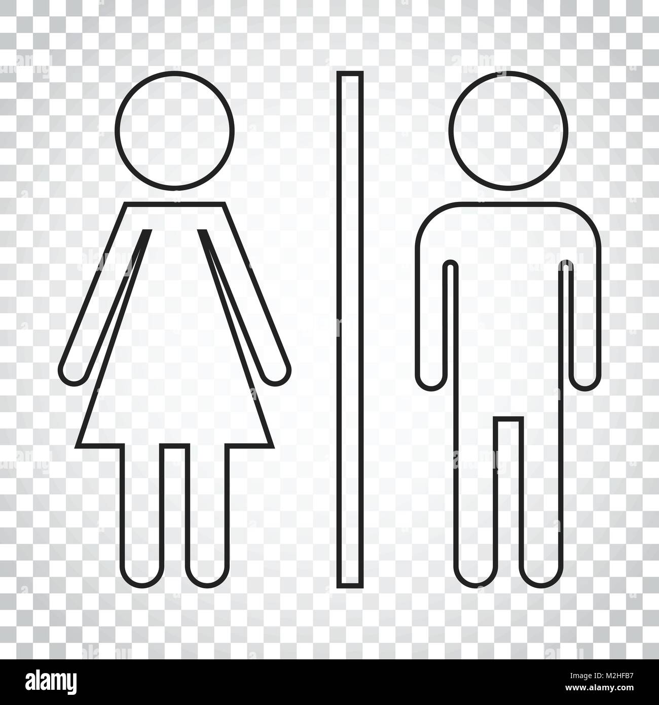 WC, toilet line vector icon. Men and women sign for restroom on ...