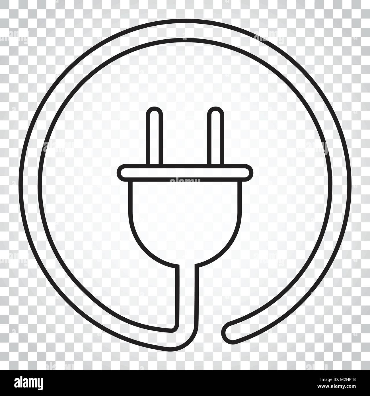 Plug vector icon in line style. Power wire cable flat illustration ...