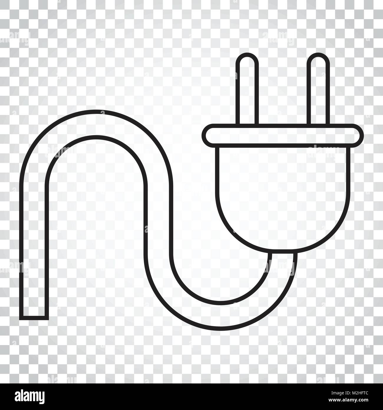 Plug vector icon in line style. Power wire cable flat illustration ...