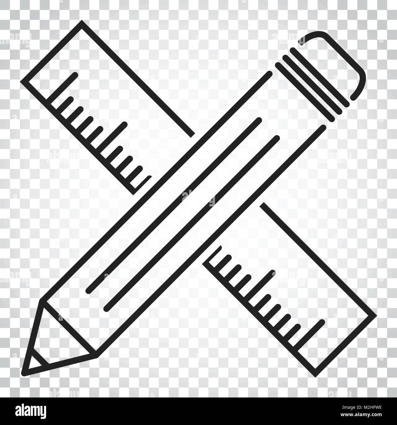 Pencil with ruler icon. Ruler meter vector illustration. Simple ...