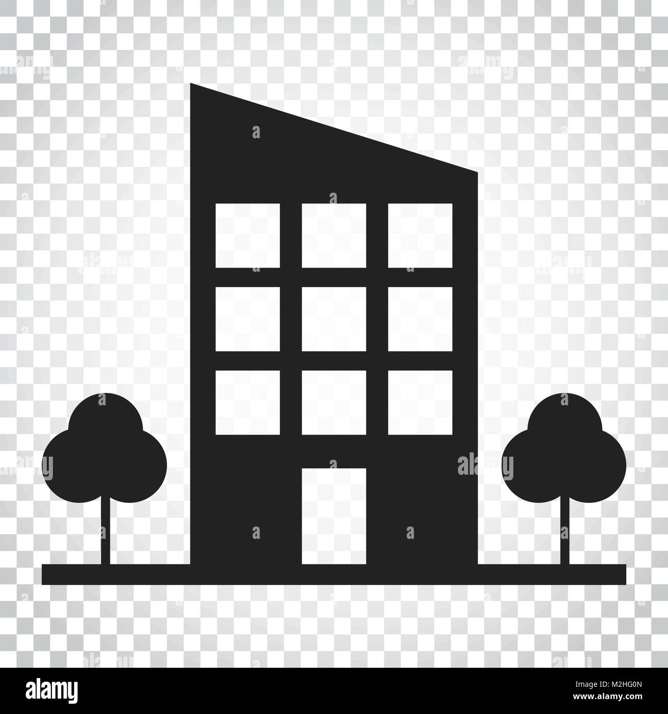 Building with trees icon. Business vector illustration. Simple business ...