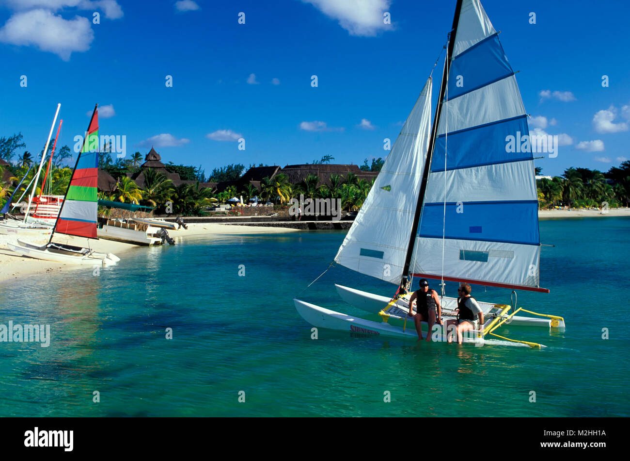 Blue Bay beach at Shandrani Hotel, Mauritius Stock Photo