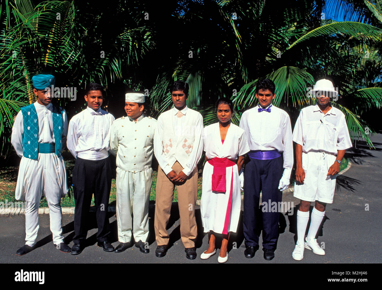 Employes at Royal Palm Hotel, Mauritius Stock Photo