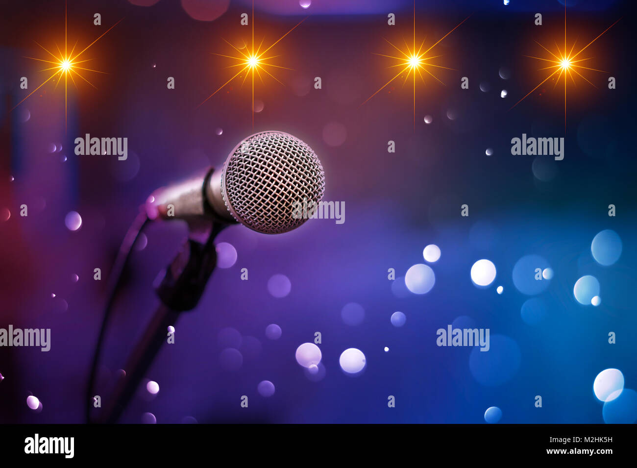 communication microphone on stage against a background of auditorium
