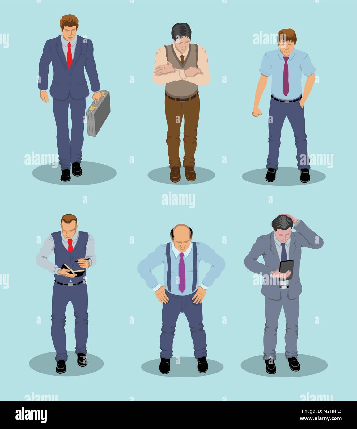 White Collar Worker Businessman. Six businessman object are in