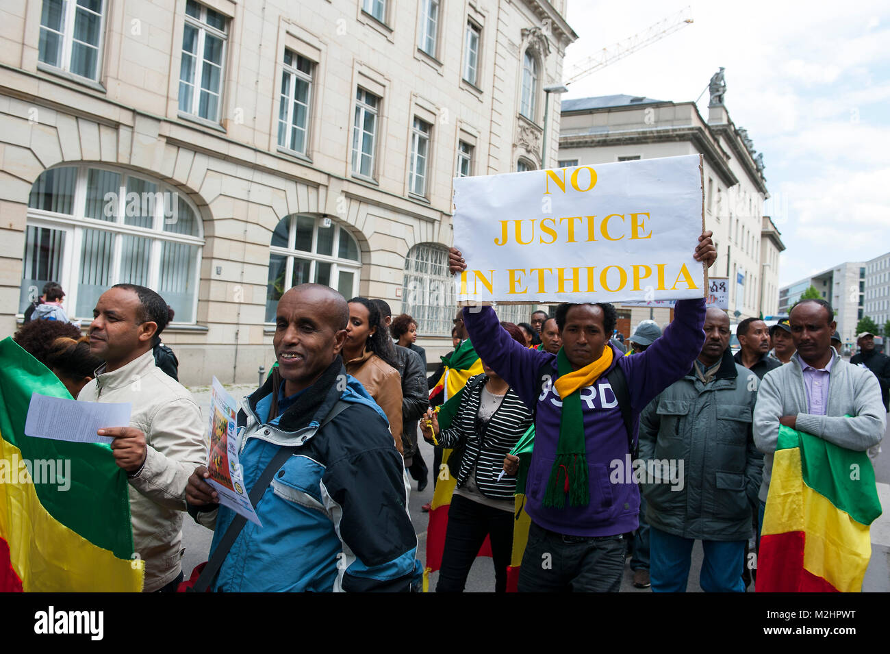 Ethiopians in Berlin ask for help to the Germans to end genocide and dictatorship in Ethiopia. Stock Photo