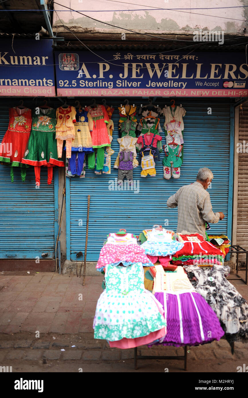 A trader sets up early in the morning Stock Photo