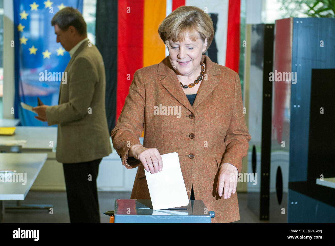 German Chancellor Angela Merkel (CDU) vote for the second mandate. Stock Photo