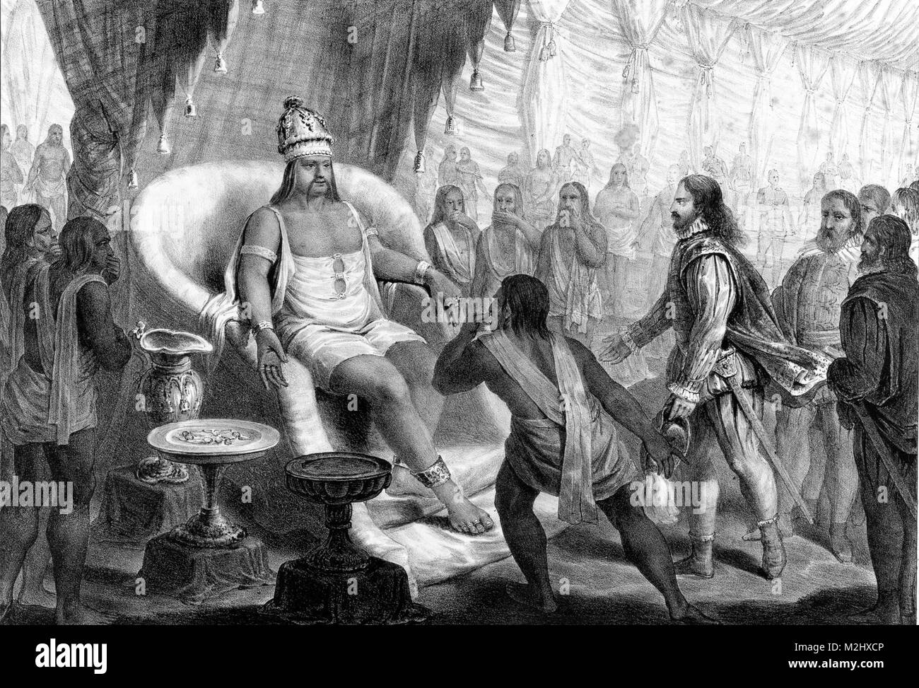 Vasco da Gama Meets the Samorim of Calicut, 1498 Stock Photo