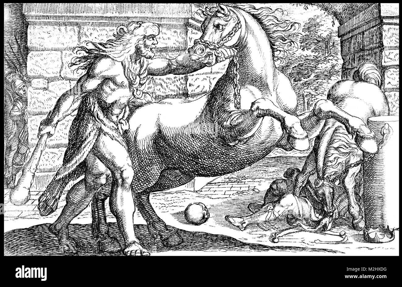 Labors of Hercules, Steal the Mares of Diomedes Stock Photo